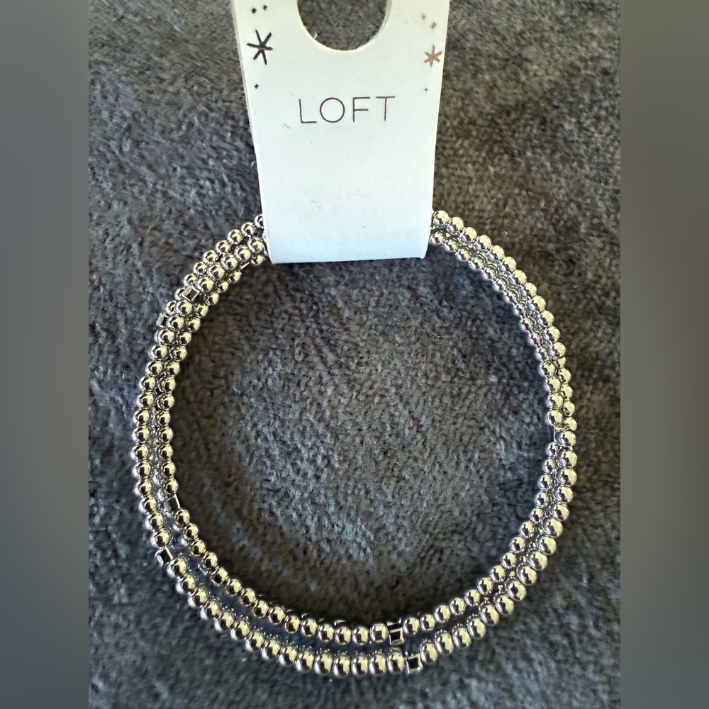 LOFT Silver Wrap Beaded Bracelet